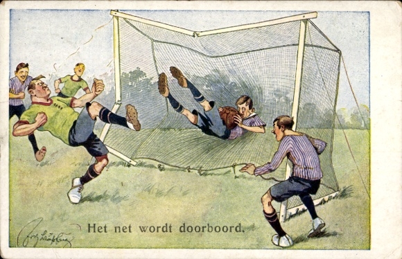 Künstler Ak Schönpflug, Fritz, Ein Goal, Fußballspiel, Torschuss