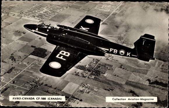 Postcard Avro Canada CF-100, fighter aircraft