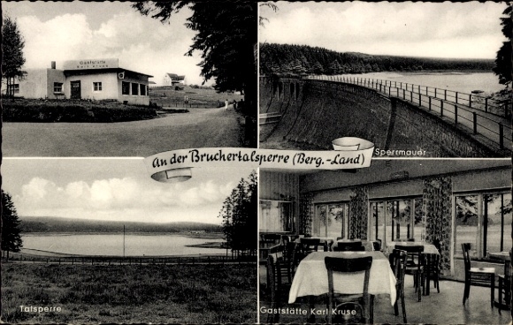 Ak Marienheide im Bergischen Land, Bruchertalsperre, Talsperre, Gasthof Karl Kruse