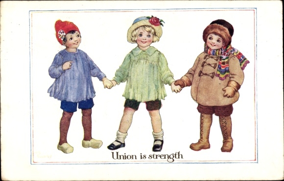 Kunstenaar Ak Sowerby, M., Happy Little People, Union is power, girls