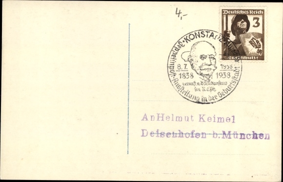 Postcard The King of the Deep and the King of the Air, Captain King, Graf Zeppelin, Liersch 4114