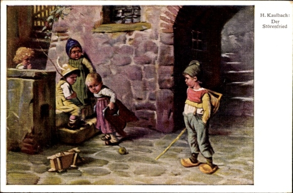 Artist Postcard Kaulbach, H., The Troublemaker, Children