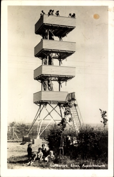 Ak Hoch Elten Emmerich am Rhein, uitkijktoren, kuuroord, mensen op de toren, kinderen op de voorgrond