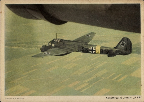 Ak Junkers Ju 88, Kampfflugzeug, Luftwaffe, Bomber und Zerstörer, II. WK, 9K+BB