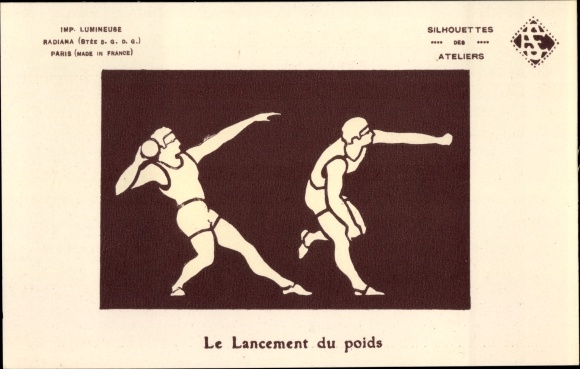 Hold against the light Postcard Le Lancement du poids, shot putter