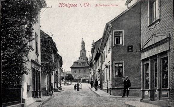 Postcard Königsee in Thuringia, Königsee i. Ch., Schmidtenstraße, building, street view
