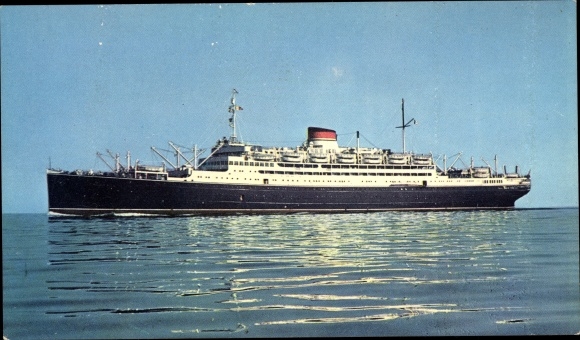 Postcard Italian Line, MN Vulcania, MN Saturnia, steamboat