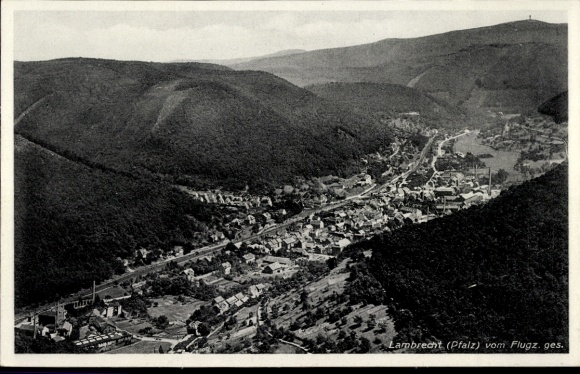 Postcard Lambrecht in der Pfalz, aerial photograph
