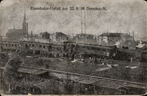 Ak Dresden Neustadt, Eisenbahn-Unfall am 22. September 1918