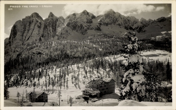 Photo Postcard Cortina d'Ampezzo Veneto, Passo Tre Croci, winter