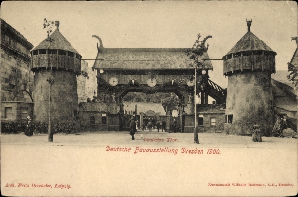 Ak Dresden, Deutsche Bauausstellung 1900, Deutsches Tor