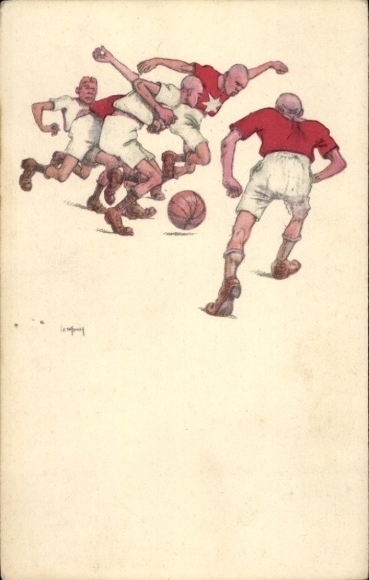 Artist Postcard football game, scene