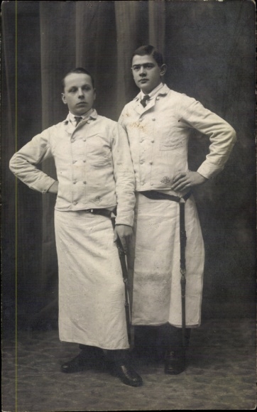 Photo Postcard Two waiters, portrait