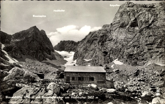 Postcard Ramsau in Berchtesgadener Land Upper Bavaria, Blaueishütte, Blaueisgletscher, high cold