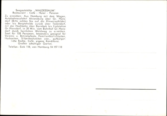 Postcard Hoisdorf in Schleswig-Holstein, Seegaststätte Am Waldessaum
