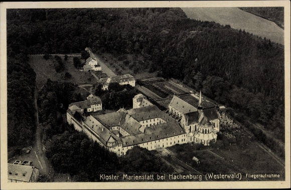 PC Hachenburg in the Westerwald, aerial photograph of the Marienstatt monastery