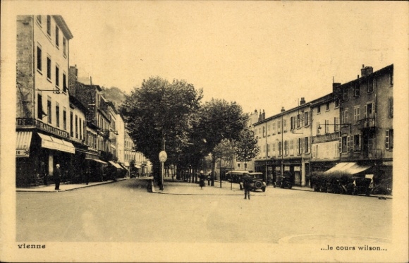 Postcard Poitiers Vienne, street view, trees, old buildings, Cours Wilson