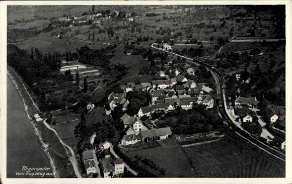 Postcard Rheinweiler Bad Bellingen in Baden, aerial photograph