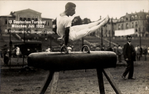 zdjęcie KP 13. Niemiecki Festiwal Gimnastyczny Monachium lipiec 1923, R. Hollenstein, 4. zwycięzca, Zurych, na koniu