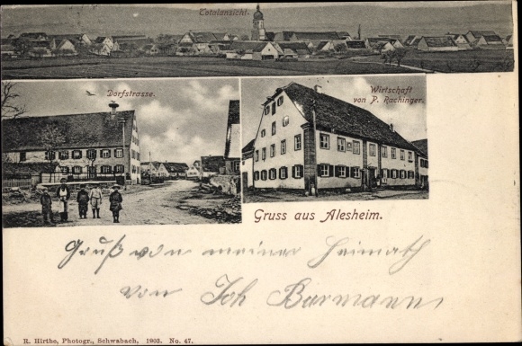 Ak Alesheim an der Altmühl Mittelfranken Bayern, Wirtschaft, Totalansicht, Dorfstraße