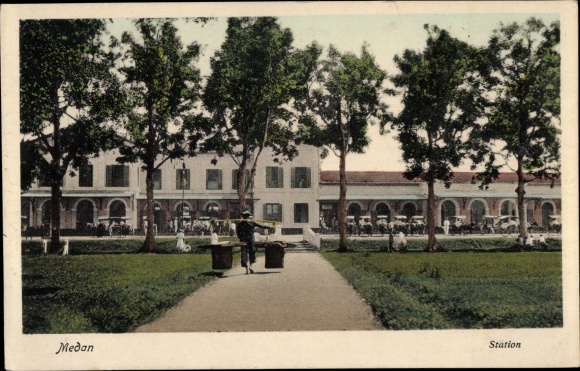 Postcard Medan Sumatra Indonesia, Station