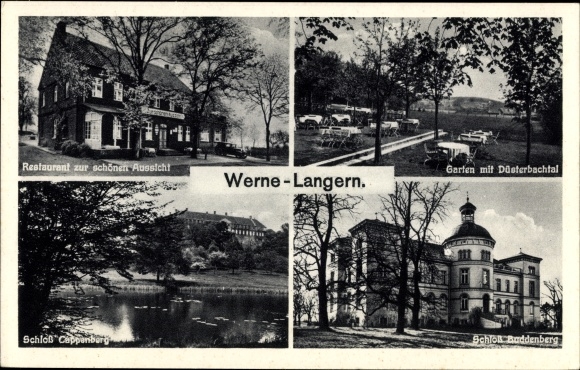 Postcard Langern Werne in Westphalia, inn with a beautiful view, castles, Düsterbachtal