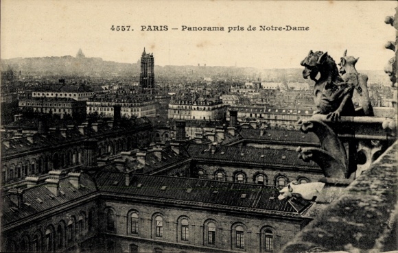 Ak Paris IV Ile de la Cité, Notre Dame, demonen, daken van de stad