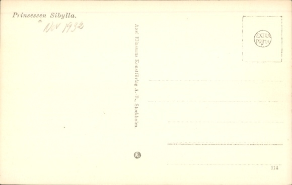 Postcard Princess Sibylle, Princess Sibylla, seated portrait, side view