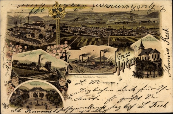 Chromo-Litho Haiger in the Lahn Dill district, city views, town house, Agnesenhütte