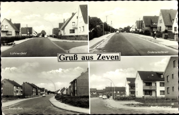 Postcard Zeven in Niedersachsen, Lühnenfeld, Godenstedterstr., Beethovenweg