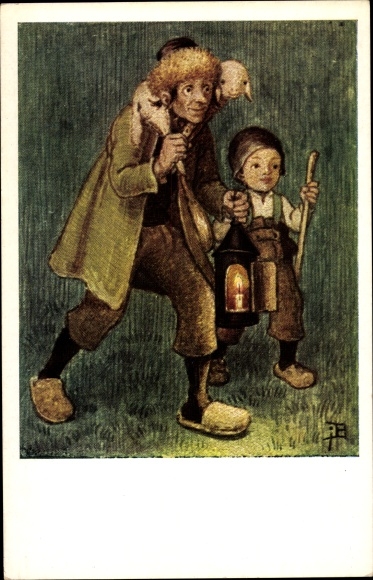 Kunstenaarskaart Bachlechner, Jos., nr. 6, loop naar de wieg