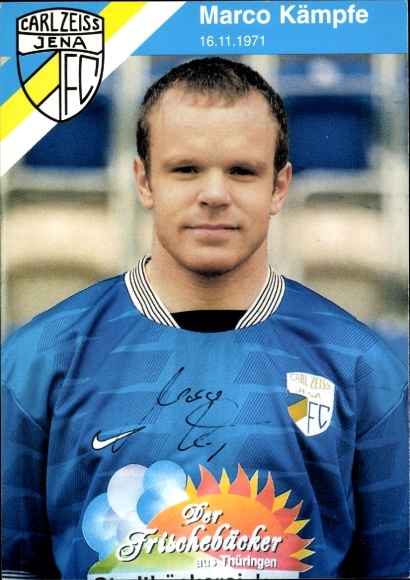 Handtekeningkaart voetballer Marco Kämpfe, FC Carl Zeiss Jena, handtekening