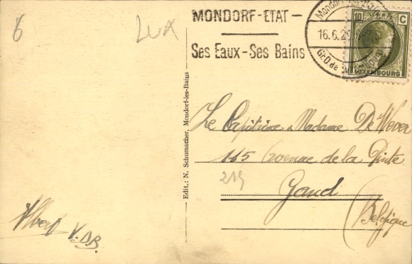Passepartout Postcard Mondorf les Bains Bad Mondorf Luxembourg, postal order, mailbox