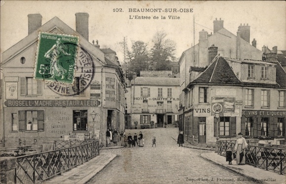 Ak Beaumont sur Oise Val d'Oise, Eingang zur Stadt, Hotel