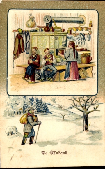 Song Postcard Günther, Anton, Da Uf'nbank, Erzgebirge Dialect No. 9