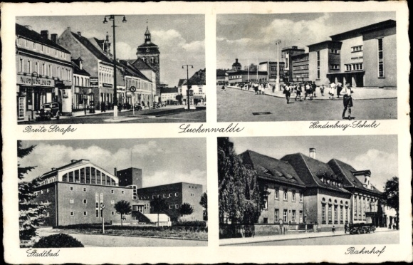 Ak Luckenwalde Kreis Teltow Fläming, Breite Straße, Bahnhof, Hindenburg Schule