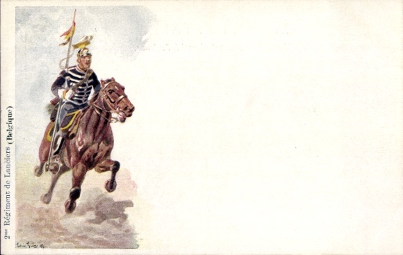 Artist Postcard Geens, Louis, 2nd Uhlan Regiment, Belgium