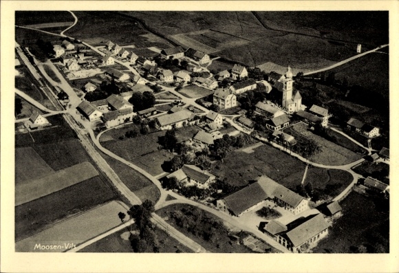 Ak Moosen an der Vils Taufkirchen an der Vils Oberbayern, Fliegeraufnahme