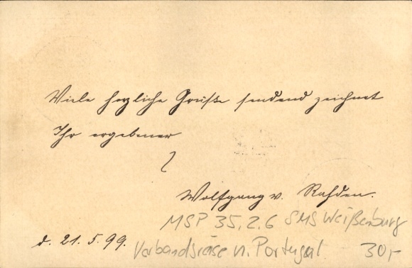 Artykuły pocztowe Znaczek KP Marinepost MSP nr 35.2.6 SMS Weißenburg, wyjazd stowarzyszenia do Portugalii