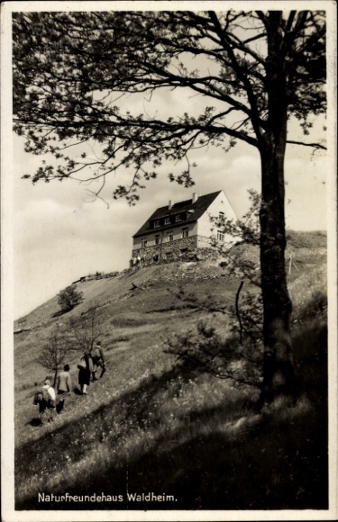 Postcard Waldheim Sachsen, the Nature Friends House with Surroundings