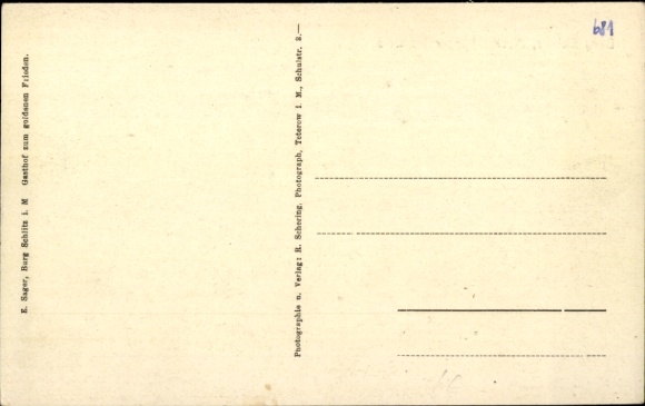 Postcard Burg Schlitz Hohen Demzin in Mecklenburg, street section