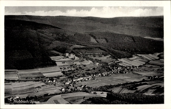 Postcard Hobbach Eschau in the Spessart, aerial photograph