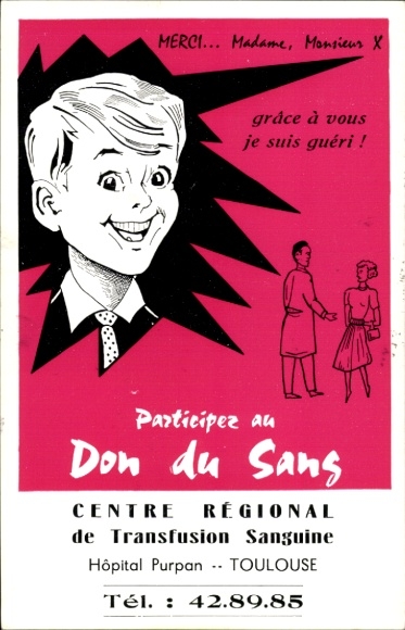 Postcard Toulouse Haute Garonne, Participate in the Don du Sans Regional Blood Transfusion Center