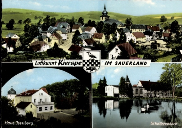 Ak Kierspe Sauerland, Gesamtansicht, Haus Isenburg, Schnörrenbach