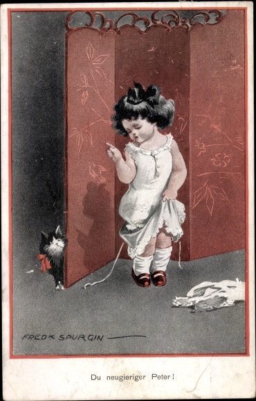 Artist PC Spurgin, Fred, you curious Peter, girl, cat