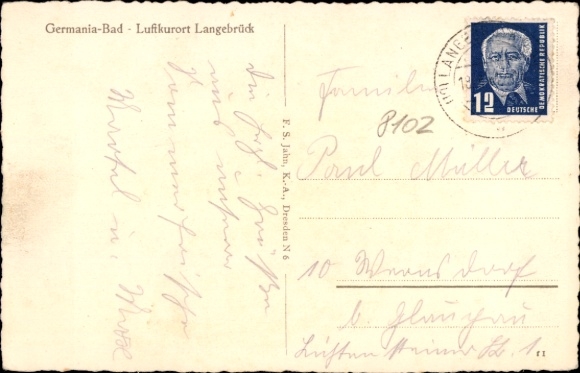 Postcard Dresden Langebrück, Germania-Bad