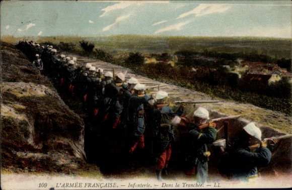 Ak Französische Infanterie im Schützengraben