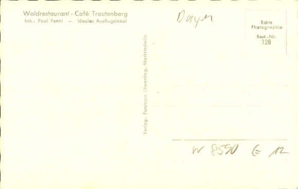 Postcard Trautenberg Krummennaab in the Upper Palatinate, forest restaurant Cafe Trautenberg