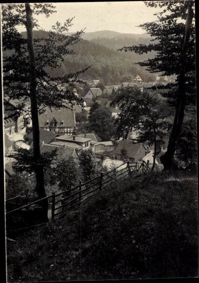 Foto Bad Grund im Harz, Totalansicht der Ortschaft, um 1920