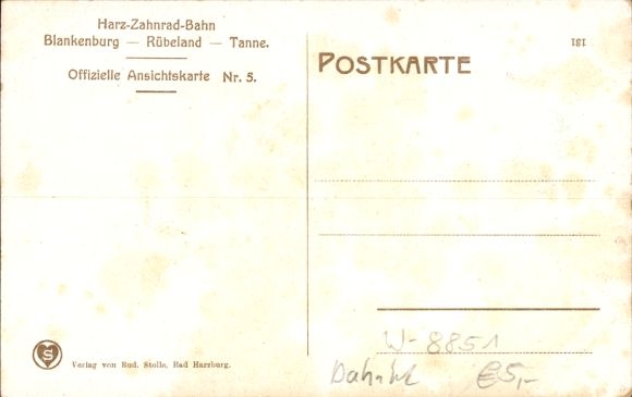 Postcard Blankenburg am Harz, Braune Sumpf station and Bielstein tunnel, Harz rack railway